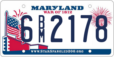 MD license plate 6BM2178