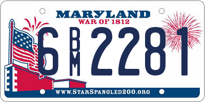 MD license plate 6BM2281