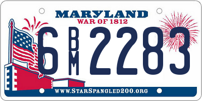 MD license plate 6BM2283