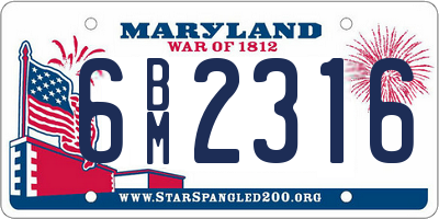 MD license plate 6BM2316