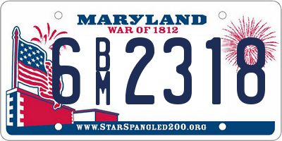 MD license plate 6BM2318