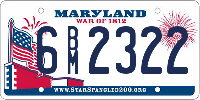 MD license plate 6BM2322