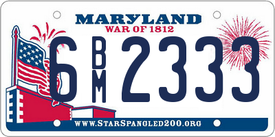 MD license plate 6BM2333