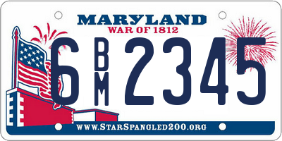MD license plate 6BM2345