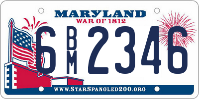MD license plate 6BM2346