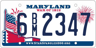 MD license plate 6BM2347