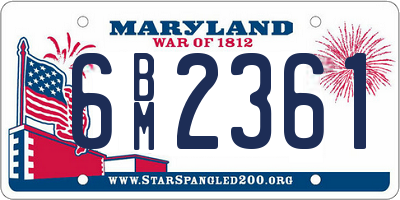 MD license plate 6BM2361