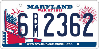 MD license plate 6BM2362