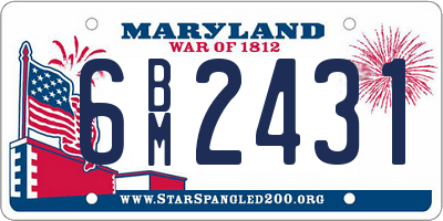 MD license plate 6BM2431
