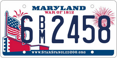 MD license plate 6BM2458