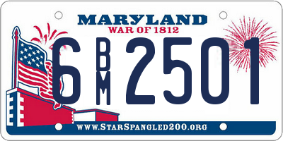 MD license plate 6BM2501