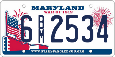 MD license plate 6BM2534