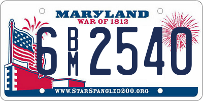 MD license plate 6BM2540