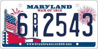 MD license plate 6BM2543