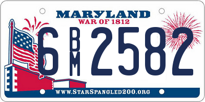 MD license plate 6BM2582
