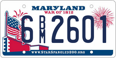 MD license plate 6BM2601