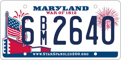 MD license plate 6BM2640