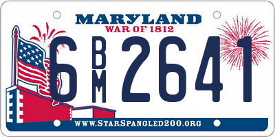 MD license plate 6BM2641