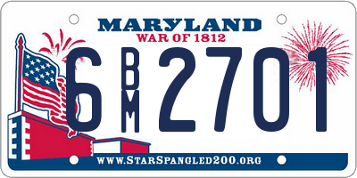 MD license plate 6BM2701