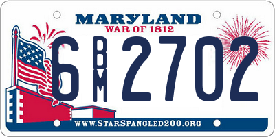 MD license plate 6BM2702