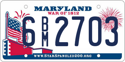 MD license plate 6BM2703