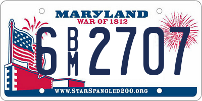 MD license plate 6BM2707
