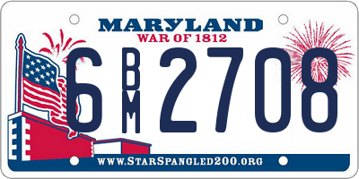 MD license plate 6BM2708