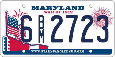 MD license plate 6BM2723