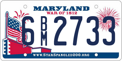 MD license plate 6BM2733