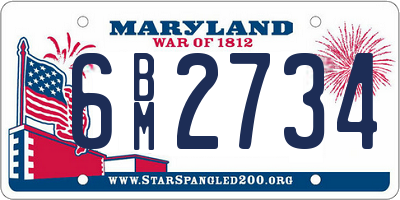 MD license plate 6BM2734