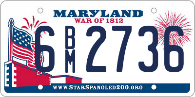 MD license plate 6BM2736