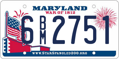 MD license plate 6BM2751
