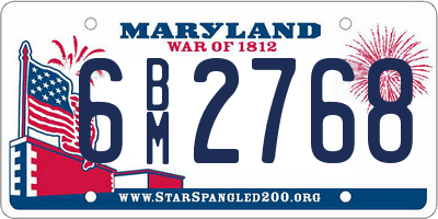 MD license plate 6BM2768