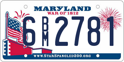 MD license plate 6BM2781