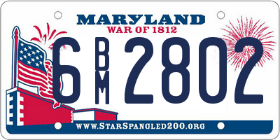 MD license plate 6BM2802