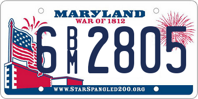 MD license plate 6BM2805