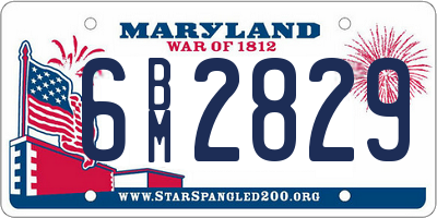 MD license plate 6BM2829