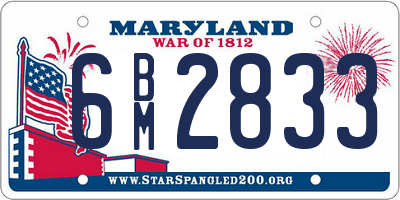 MD license plate 6BM2833