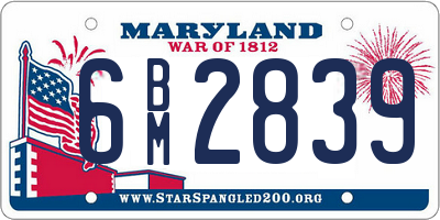 MD license plate 6BM2839