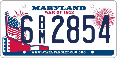 MD license plate 6BM2854
