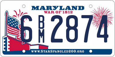 MD license plate 6BM2874