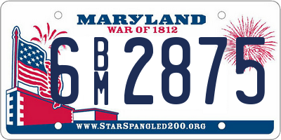 MD license plate 6BM2875
