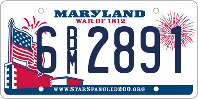 MD license plate 6BM2891