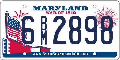 MD license plate 6BM2898
