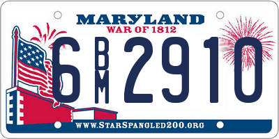 MD license plate 6BM2910