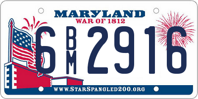 MD license plate 6BM2916