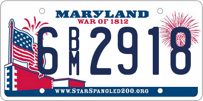 MD license plate 6BM2918