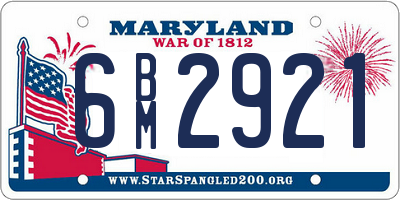 MD license plate 6BM2921