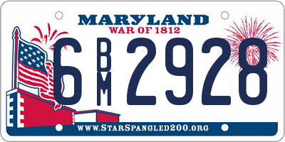 MD license plate 6BM2928