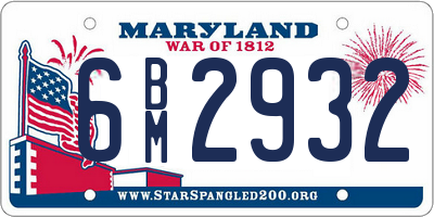 MD license plate 6BM2932
